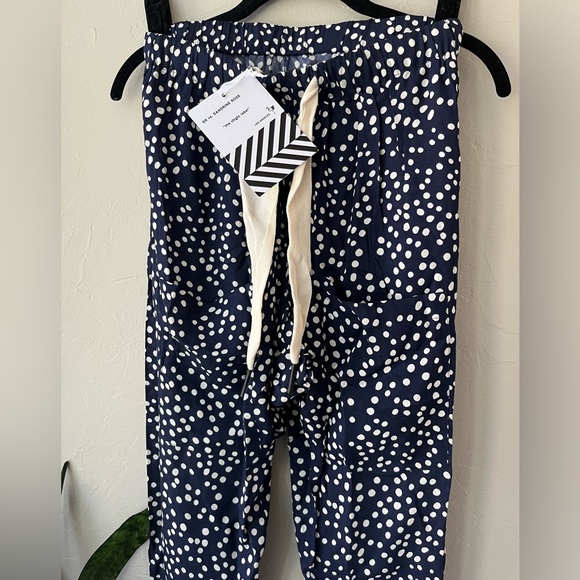 🦋SANDRINE ROSE X FREE PEOPLE POLKA DOT VISCOSE PANTS IN BLUE XS - Picture 3 of 4